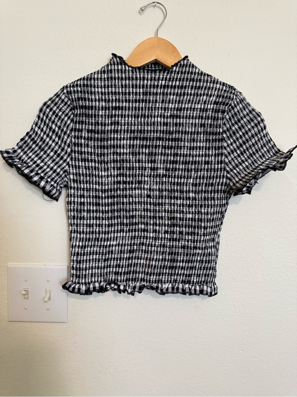 Peppermayo Black & White Gingham Smocked Crop Top